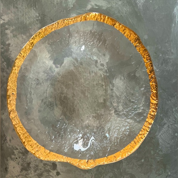 IVV Glacier Glass 10K Gold Rim 10” Plate Italy NEW (other) MINT CONDITION - Picture 1 of 6